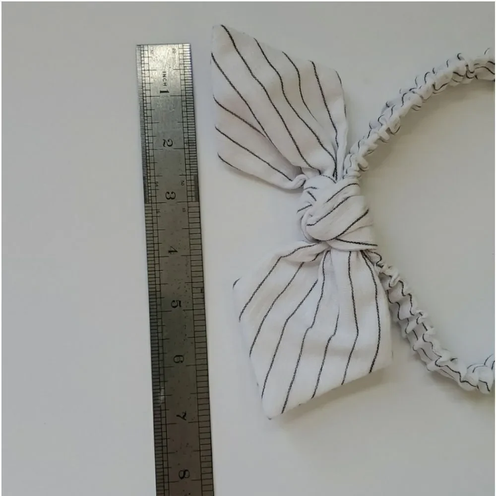 Handmade bunny bow headband white black stripe easter Headband Spring
